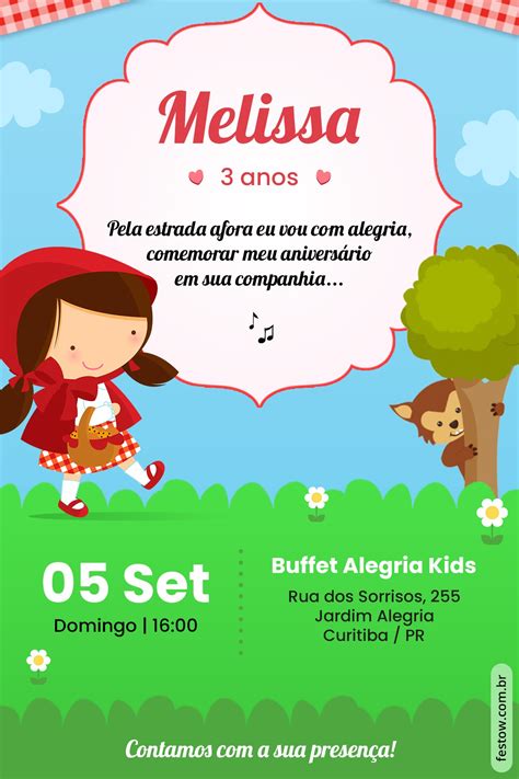 Convite Chapeuzinho Vermelho para editar .